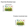 Detailed diagram showing product received size vs finished size for floral wall stickers. - Grass and Flower Style (KSJ-188) / 40x60cm