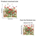 Detail view showing dimensions of a floral fence wall sticker with red roses and butterflies - KSC206B Style / 40x40cm