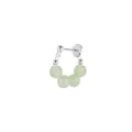 Elegant light green nephrite jade bead stud earring in silver finish single piece price - Stud Earrings / Single Piece / White Gold