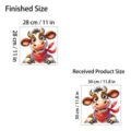 Detail showing the 30x30cm received size and 28x28cm finished size for cow wall sticker - Cartoon Cow (KSUV-21A) / 30x30cm