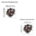 Size chart for 3D visual wall-breaking dinosaur sticker with dimensions in cm and inches - Tyrannosaurus Style B (KSC219B) / 30x30cm