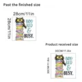 Cat theme glass window sticker size guide showing 30cm received and 28cm finished size - Cat on Book Pile (KSUV-21E)