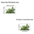 Detailed size guide for tropical plant wall sticker showing sheet and pasted dimensions - Tropical Broadleaf Combination / KSC185A-40X60CM