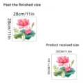 Comparison showing received and finished size of lotus flower wall stickers decor - Lotus Style B (KSC175B) / 30x30cm
