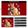 Easter bunny and colorful egg 3D electrostatic window sticker decoration 30x30cm - Yellow Bow Rabbit (DFHJ-31D) / 1 Piece