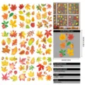 Set of Thanksgiving static window clings featuring autumn maple leaves and pumpkins - Style 07 (GEJGS-07) / 9 Sheets (20x30cm)
