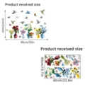 Dimensions guide for floral and butterfly static window film decals in two sizes - Static Rose Vase (KSJ-177) / 40x60cm