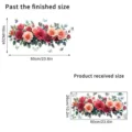 Detailed dimensions for butterfly rose wall sticker showing finished and received sizes - Rose and Butterfly Style (KSJ-190) / 26x60cm