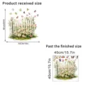 Detailed dimension guide for removable flower fence wall stickers in centimeters and inches - KSC206D Style / 40x40cm