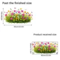 Detailed dimension guide for grass and flower wall stickers showing total finished size - Daisy and Butterfly Style (KSJ-191) / 26x60cm