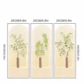 Detail view showing dimensions of set of 3 simulation plant potted arch wall stickers - KSC216-25X60CMX3入袋包装