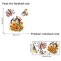 Detailed layout of the bird and sunflower wall sticker with size specifications - Flat Wall Sticker (KSY-299) / 30*60 In Bag Packaging
