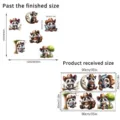 Detail showing finished size and received sheet layout for cowboy panda stickers. - Cowboy Panda Combination / 30x90cm (Set of 2)