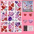 Detailed product specifications for the 72pcs heart-shaped diamond static window stickers set. - Heart Diamond (KSJ-158) / 9 Sheets