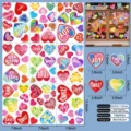 87Pcs heart-shaped static window stickers with English slogans for glass decoration - Heart English (KSJ-160) / 9 Sheets