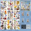 Technical specifications and detailed dimensions for 111pcs Easter bunny static window stickers. - Easter Bunny Flower Style (KSJ-157)