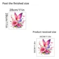 Size comparison for butterfly wall sticker showing finished and received dimensions. - Colorful Butterfly With Tiny Flowers Style (KSC161G) / 30x30cm