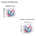 Detailed view comparing product size and finished butterfly wall sticker dimensions - Vibrant Watercolor Hand-painted Butterfly Style (KSC161J) / 30x30cm