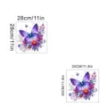 Detailed size guide showing finished and sheet dimensions for butterfly wall decal. - Purple Butterfly In Floral Garden Style (KSC161L) / 30x30cm