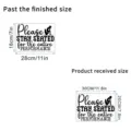 Dimensions for Please Stay Seated waterproof removable toilet wall sticker - Performance Slogan (Please STAY SEATED for the entire PERFORMANCE) / Style KSC162B (20x30cm)