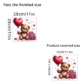 Valentijnsdag teddybeer muursticker met hartballon en rozen maattabel detailfoto - Beer Met Ballonnen Stijl (KSC118B) / 30x30cm In Tas