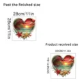 Dimension guide for heart-shaped beach wall sticker, 30cm received and 28cm finished size - KSC-155B Style (30x30cm)