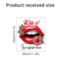 Detailed product dimensions for the red lips and hibiscus waterproof wall sticker - Red Lips and Hibiscus (KSC33B) / 30x35cm
