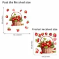 Dimensions for strawberry basket wall sticker showing received and finished sizes - KSA113A-40*40CM