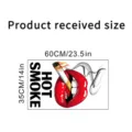 Detailed view of red lips with cigarette smoke wall sticker received size 60x35cm - Red Lips and Cigarette (KSC33C) / 35x60cm
