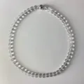 Minimalist transparent clear quartz bead necklace with silver magnetic clasp for summer - 8mm Necklace / Clear