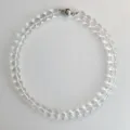 Minimalist clear crystal bead choker necklace with a sleek silver magnetic clasp - 10mm Necklace / Clear
