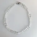 Minimalist transparent white crystal bead necklace with hidden magnetic clasp for women - Size Gradient / Clear
