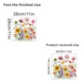 Detailed size guide for sunflower wall stickers showing received and finished dimensions - Sunflower Set D (KSC130D) / 30x30cm