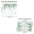 Detailed size chart for green leaf vine and butterfly wall stickers showing finished size - Vine Green Leaf Butterfly (KSC-151) / 30x90cm x 2 Sheets