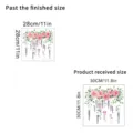 Detail showing floral wall sticker dimensions for finished and received product sizes - Model KSA114D / 30x30cm