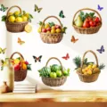Pegatinas de pared 3D realistas de cestas de frutas y mariposas para decoración. - Cesta de Frutas Sandía (KSG-110)