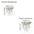 Floral wall sticker size guide comparing sheet dimensions and final applied layout - Model KSA114G