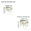 Size comparison for rose floral wall decal showing received and finished dimensions - Model KSA114I