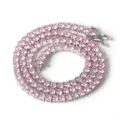 Pink round stone tennis necklace in a gold-plated copper variant style - 4.0mm (45CM) / Platinum Color (Pink Zirconia)