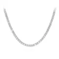 Elegant silver-tone round tennis necklace with sparkling cubic zirconia. - 5.0mm (45CM) / White Gold (White Zircon)