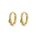 Elegante 18k vergulde oorringen met een peervormige groene zirkonia edelsteen - Waterdruppel Groene Zirconia (F568) / Goud