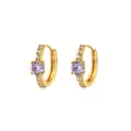 Luxe 18k vergulde oorringen met ronde paarse zirkoon en witte zirkonia-accenten - Rond Paars Zirconia (F569) / Goud