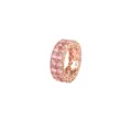 Doppelreihiger Damenring mit rosa Zirkonia und 18 Karat Roségold-Beschichtung, elegant - Größe 6 / Roségold plattiert Rosa Zirkonia
