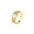 Modischer vergoldeter Ring mit hohlem Herzdesign und funkelnden Zirkonia-Steinen - Größe 6 / Herzförmiger hohler breiter Bandstil (R384) / Gold (Weißer Zirkonia)