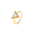 Eleganter vergoldeter geometrischer Dreiecksring mit funkelnden klaren Zirkonia-Steinen - Größe 6 / Dreieckiger Geometrischer Stil (R789) / Gold (Weißer Zirkonia)