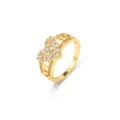 Modischer vergoldeter Herzring mit klaren Zirkonia und geometrischem Hohlmuster Design - Größe 6 / Herzförmiger Holer Stil (R1001) / Gold (Weißer Zirkonia)