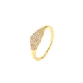 Eleganter vergoldeter Herzsiegelring, besetzt mit vielen funkelnden Zirkoniasteinen - Größe 6 / Erhöhtes Herz Pave Stil (R961) / Gold (Weißer Zirkonia)