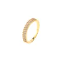 Eleganter vergoldeter Ring mit mehreren Reihen funkelnder Micro-Pave-Zirkonia-Steine - Größe 6 / Dreireihiger Micro-Pave-Ring (R960) / Gold (Weißer Zirkonia)