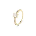 Eleganter Goldring mit rechteckigem Zirkonia und Pavé-Fassung für Damen im Trend - Größe 6 / Smaragdschliff Pave Stil (R130) / Gold (Weißer Zirkonia)