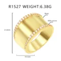 Luxuriöser, 18 Karat vergoldeter Hip-Hop-Ring aus Messing mit AAA-Zirkon, 14,1 mm breit - US Größe 6 / Seitlich Eingelegter Zirkonia-Stil (R1527)
